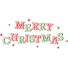 Red and Green Coloured Merry Christmas Text Vector Illustration on white background, ideal for Christmas greeting cards, holiday banners, posters, and digital seasonal designs.