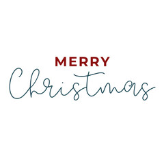 Red and Green Coloured Merry Christmas Text Vector Illustration on white background, ideal for  Christmas greeting cards, holiday banners, posters, and digital seasonal designs.