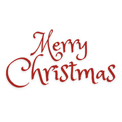 Red Merry Christmas text vector in festive lettering style on white background, ideal for Christmas greeting cards, holiday banners, posters, and digital seasonal designs.