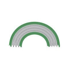 Braided Arc Pattern &ndash; Abstract Semi-Circular Vector Design with Silver and Green Interwoven Strands