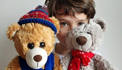 Boy with Teddy Bears - A Portrait of Childhood Innocence.