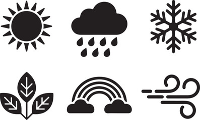 Naklejka premium Weather symbols forecasting sun, rain, snow, wind