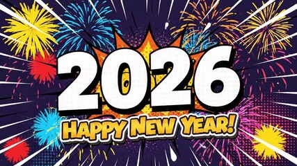 Celebrate New Year 2026 with vibrant fireworks and festive energy, a dynamic holiday video for joyful greetings and sparkling celebrations