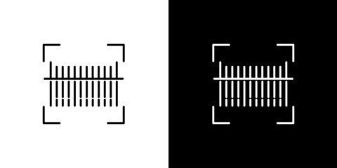 Abstract icon representation of a barcode being scanned, symbolizing modern retail, digital identification, and efficient data processing