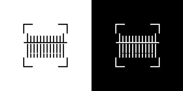 Abstract icon representation of a barcode being scanned, symbolizing modern retail, digital identification, and efficient data processing