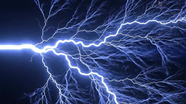 Intense Electrical Lightning Strike Animation Exploding with Power - 4K Stock Footage