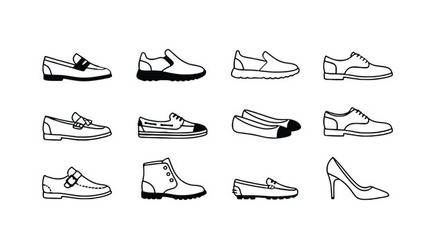 Various types of shoes footwear fashion style vector collection - Powered by Adobe
