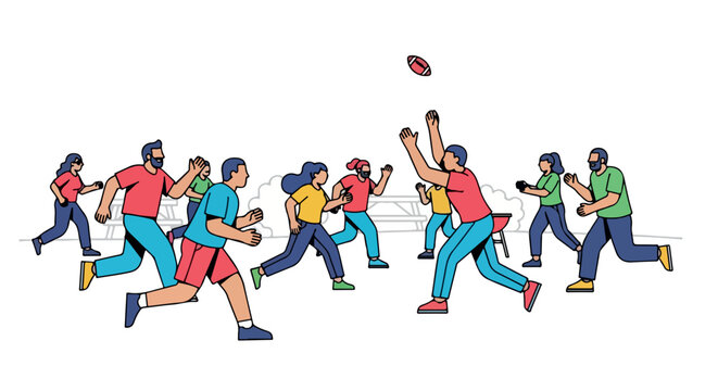 Group of people playing football outdoors