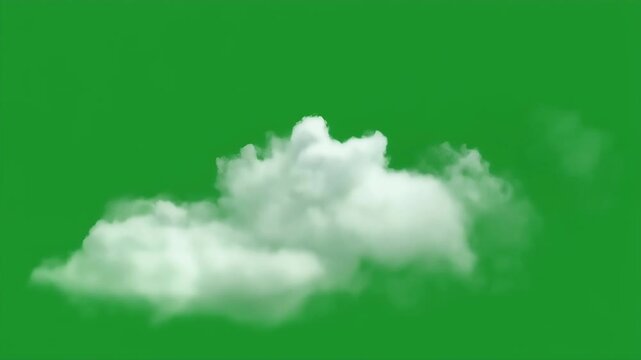 A single white cloud floats against a vibrant green background.