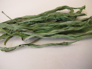 Dried ribwort plantain leaves f&uuml;r herbal remedy