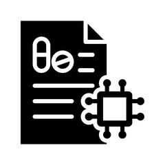 Fototapeta premium AI prescription document flat icon medical record 