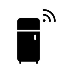 Smart refrigerator flat icon AI kitchen appliance
