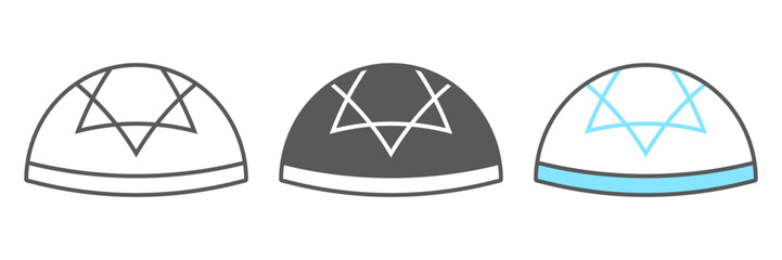 Kippah line icon. Traditional head covering in thin outline style, isolated on a white background. Simple vector illustration for jewish culture, religion, prayer and ceremony design.
