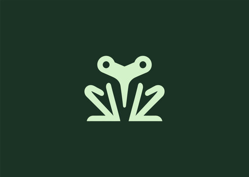A unique geometric frog logo composed of faceted polygonal shapes and structured line patterns, conveying adaptability, nature, and energy, designed as a modern minimalist vector illustration concept