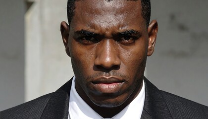 Intense Gaze of a Determined African American Man.