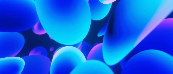 Floating Glowing Blobs, Abstract 3D Shapes, Digital Void, Visual Art, Dark Space, Close-Up Viewpoint, Surreal Concept