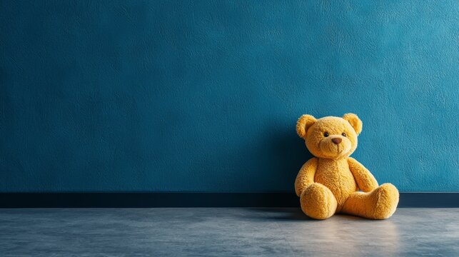 Lost Innocence - Lonely teddy bear in dark corner as a poignant symbol of child neglect and emotional abuse.