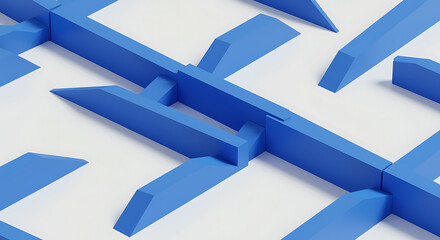 Abstract blue geometric shapes on white background 3d render modern minimalist design pattern structure