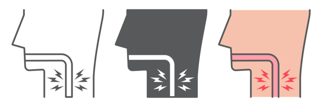 Sore throat icon, body and pain, inflammation sign, vector graphics, a linear pattern on a white background. editable stroke