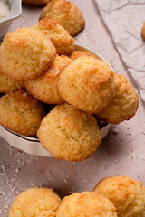 Tender coconut cookies made from ingredients