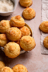 Tender coconut cookies made from ingredients