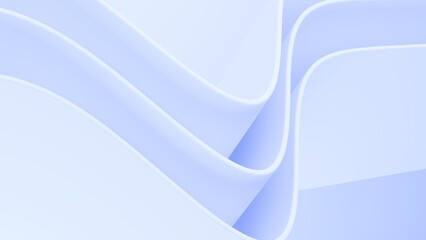 Abstract wavy curved 3d render. Blue soft layers of plastic with lines, folds, ruffles. Modern wallpaper, texture pattern.