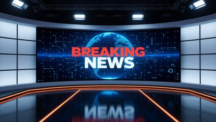 Breaking News Studio with Globe Display