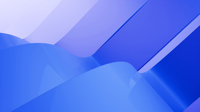 Abstract wavy curved 3d render. Blue soft layers of plastic with lines, folds, ruffles. Modern wallpaper, texture pattern. - Powered by Adobe