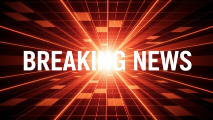 Breaking News graphic with glowing grid background