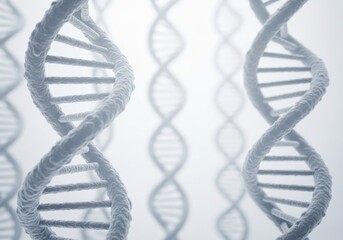 Abstract background with multiple dna double helix structures in a soft, ethereal light