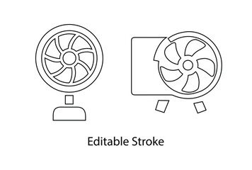 Fototapeta premium ventilator fan icon editable stroke vector set, propeller, cooler vector line icon illustration