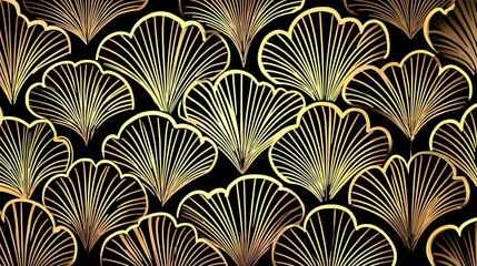 Gatsby era art deco style golden floral pattern high resolution picture