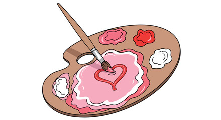 Painter's palette with heart shape and brush