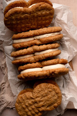 peanut chip cookies on rose table