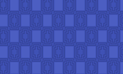 Dark blue geometric seamless pattern with layered abstract line motifs