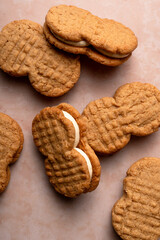 peanut chip cookies on rose table