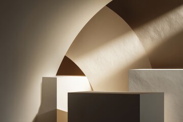 geometric shapes with soft light and shadows, minimal abstract