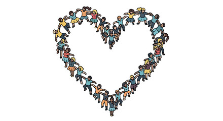 People forming heart shape community togetherness unity