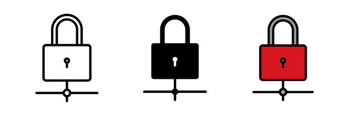 Secure connection icon typically depicted as a padlock, shield, or lock with a network symbol, indicating encrypted or safe internet communication.
