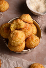 Tender coconut cookies made from ingredients