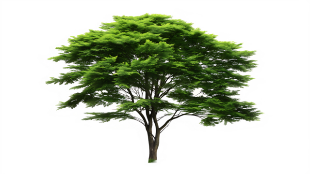 Lush Green Tree with Detailed Foliage and Transparent Background plant nature isolated on a transparent background - Powered by Adobe