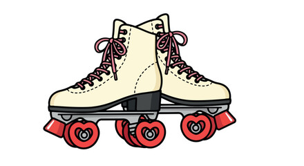 Vintage roller skates with transparent background