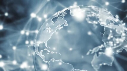 Abstract digital world globe with connected lines and glowing nodes - Powered by Adobe