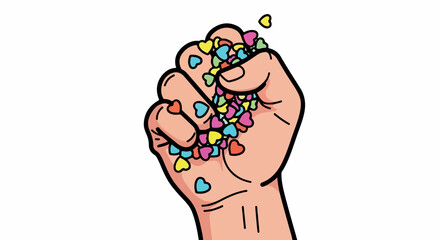 Fistful of hearts with transparent background