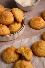 Tender coconut cookies made from ingredients