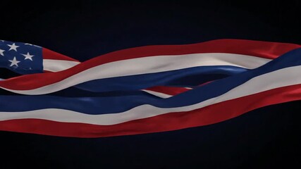 Patriotic Abstract United States Flag Ripples in a Dynamic Wave, Symbolizing Veteran's Day, Freedom, and National Pride - Powered by Adobe