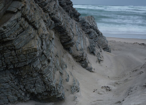 Rugged Rocks And Rough Sea Under Stormy Sky at Maghera Beach Donegal Ireland