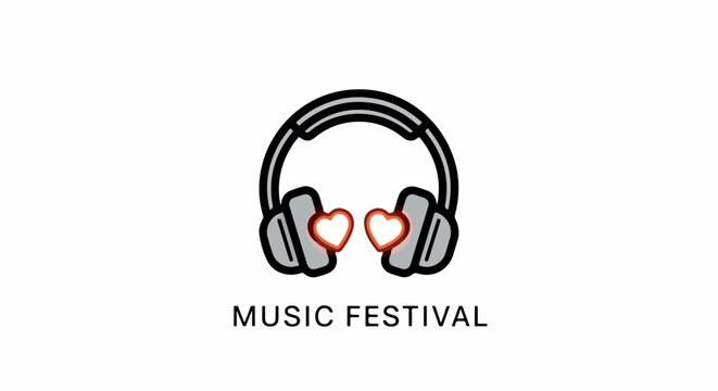 Music festival headphones icon with transparent background