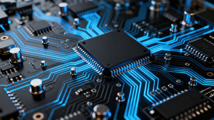 Blue Light Black Chip on Circuit Board Device