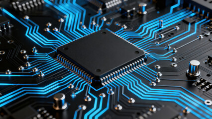 Blue Light Black Chip on Circuit Board Device